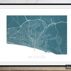 Brighton Map - City Street Map of Brighton, England - Art Print ...