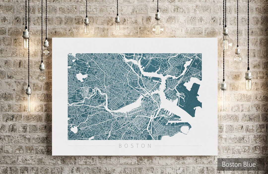 Boston Map - City Street Map of Boston, Massachusetts, USA Art Print ...
