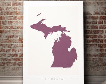 Michigan Map - State Map of Michigan - Art Print Watercolor Illustration Wall Art Home Decor Gift - COLOUR PRINTS
