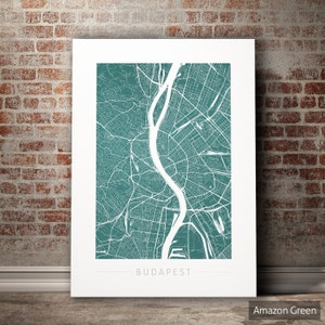 Budapest Karte - Stadtplan von Budapest Ungarn - Kunstdruck Aquarell Illustration Wandkunst Wohnkultur Geschenk - Color Series PRINT
