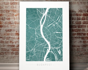 Budapest Map - City Street Map of Budapest Hungary - Art Print Watercolor Illustration Wall Art Home Decor Gift - Colour Series PRINT