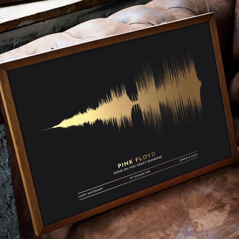 Personalised SOUND WAVE Art Print FADED Sound Wave Effect Wedding Gift, Gift for Him, Her Black Series Non Metallic image 5