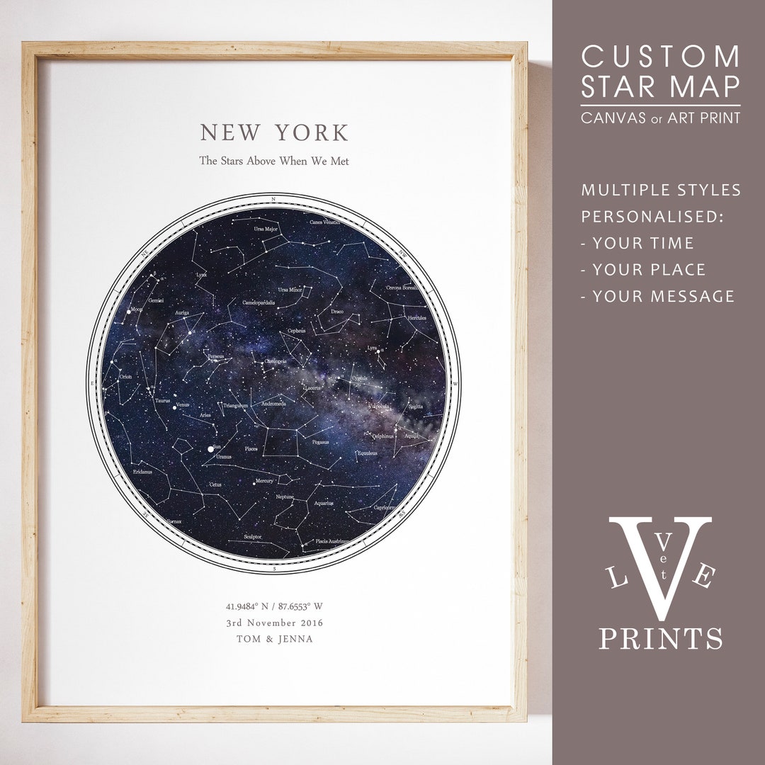 Custom Star Map Print, Constellation Map, Night Sky Print, Wedding Gift ...