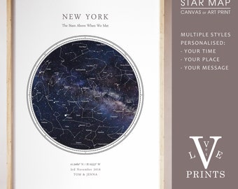 Custom Star Map Print, Constellation Map, Night Sky Print, Wedding Gift, Anniversary Gift | HDR WHITE