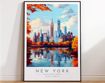 New York Travel Poster - United States, New York Print, Home Decor, Print Framed or Canvas