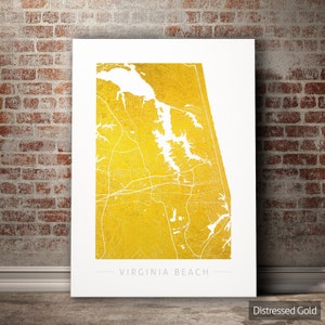 Mappa di Virginia Beach - Mappa stradale della città Virginia - Stampa artistica Illustrazione ad acquerello Wall Art Home Decor Gift - STAMPA serie a colori