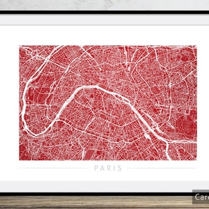 Paris Map - Stadtplan von Paris Frankreich - Kunstdruck Aquarell Illustration Wand Kunst Wohnkultur Geschenk - Color Series PRINT
