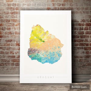 Mapa de Uruguay - Mapa del país de Uruguay - Impresión de arte Ilustración de acuarela Arte de pared Regalo de decoración del hogar - IMPRESIÓN DE SERIE NATURALEZA
