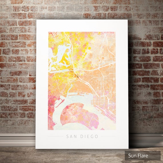 San Diego Map City Street Map of San Diego California Art | Etsy