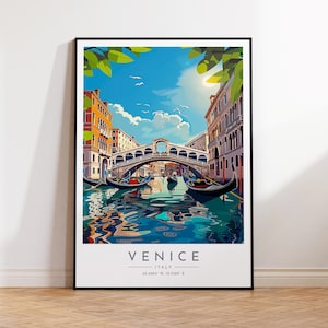 Venice Travel Poster - Italy, Venice Travel Print, Home Decor, Print Framed or Canvas