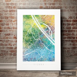 Wien Stadtplan - Stadtplan Wien Österreich - Kunstdruck Aquarell Illustration Wand Kunst Wohnkultur Geschenk - Nature Series PRINT
