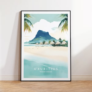 Mauritius Travel Print - Indian Ocean, Mauritius Poster, Home Decor, Gift Print or Canvas