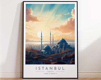 Istanbul Travel Poster - Turkey, Istanbul Travel Print, Home Decor, Print Framed or Canvas