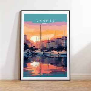 Impresión de viaje de Cannes Marina - Francia, póster de Cannes, decoración del hogar, impresión de regalo o lienzo