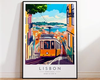 Lisbon Travel Poster - Portugal, Lisbon Travel Print, Home Decor, Print Framed or Canvas