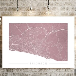 Brighton Map - Stadtplan von Brighton, England - Kunstdruck Aquarell Wand Kunst Wohnkultur Geschenk- Color Series PRINT