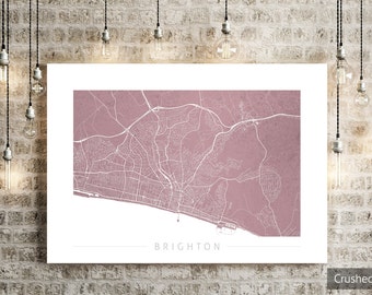Brighton Map - City Street Map of Brighton, England - Art Print Watercolor Wall Art Home Decor Gift- Colour Series PRINT