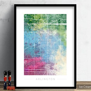 Arlington Map - City Street Map of Arlington, Texas - Art Print Watercolor Wall Art Home Decor Gift - Nature Series PRINT