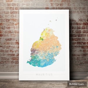 Carte de l'île Maurice - carte de l'île Maurice - impression d'art Illustration aquarelle Art mural décoration maison cadeau - impression série NATURE