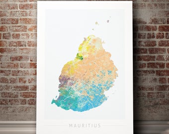 Mauritius Map - Island Map of Mauritius - Art Print Watercolor Illustration Wall Art Home Decor Gift - NATURE SERIES PRINT