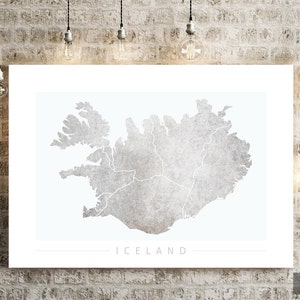 Carte de l'Islande - Carte du pays de l'Islande - Impression d'art Illustration aquarelle Art mural Décoration d'intérieur Cadeau - TIRAGES COULEUR