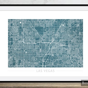 Carte de Las Vegas - carte des rues de Las Vegas, Nevada - impression d'art Illustration aquarelle, art mural, décoration d'intérieur, cadeau - impression série couleur