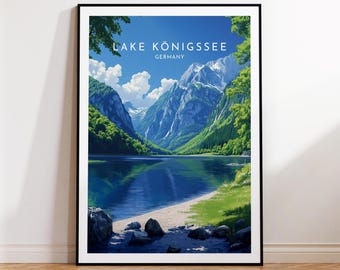 Lake Königssee Travel Print - Germany, Bavaria, Lake Königssee Poster, Home Decor, Gift Print or Canvas