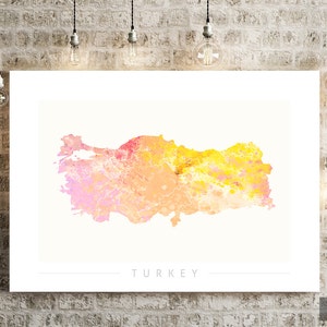 Türkei Karte - Landkarte der Türkei - Kunstdruck Aquarell Illustration Wand Kunst Wohnkultur Geschenk - NATURE SERIE PRINT