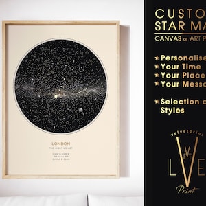 Custom Star Map - NIGHT SKY on CREAM | Personalised Star Map, Wedding Gift, Night Sky Print, Anniversary Gift, Constellation Print