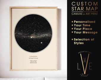 Custom Star Map - NIGHT SKY on CREAM | Personalised Star Map, Wedding Gift, Night Sky Print, Anniversary Gift, Constellation Print