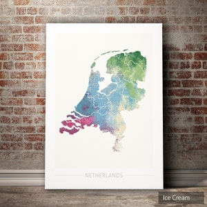 Niederlande Holland Karte - Landkarte Niederlande - Kunstdruck Aquarell Illustration Wand Kunst Wohnkultur Geschenk - NATURE SERIE PRINT