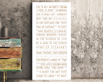 A PSALM OF LIFE Print | Henry Wadsworth Longfellow Poem, Inspirational Quotes, Motivational | Inspirational Series Canvas Wrap