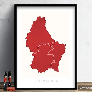 Luxembourg Map - Country Map of Luxembourg - Art Print Watercolor Illustration Wall Art Home Decor Gift - COLOUR PRINTS