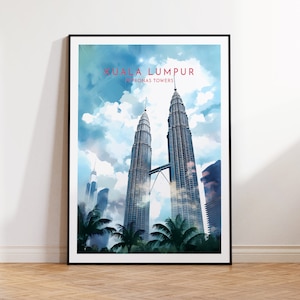 Petronas Towers Travel Print - Kuala Lumpur, Petronas Towers Poster, Home Decor, Gift Print or Canvas