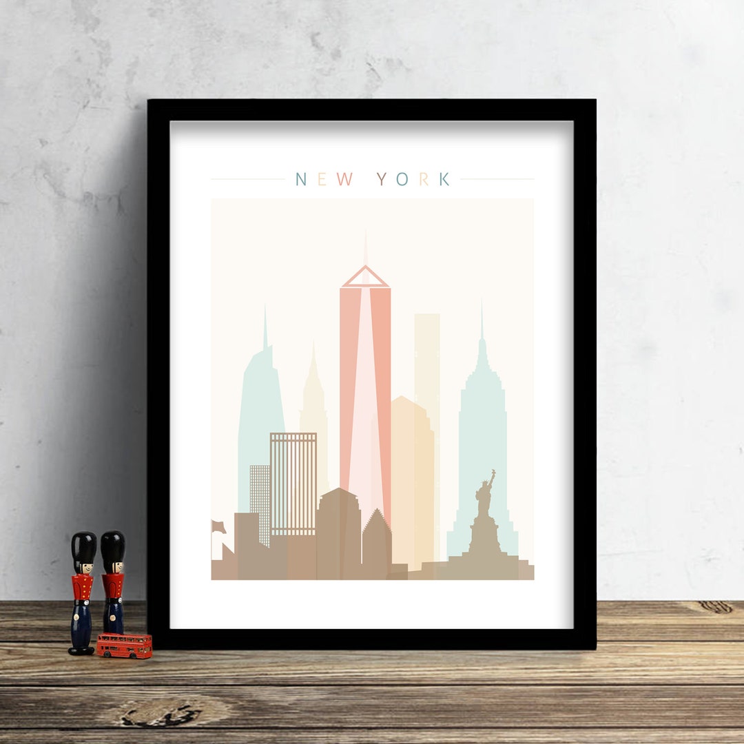 New York Skyline Print Watercolor Print NYC Wall Art - Etsy