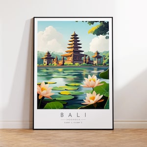 Bali Travel Poster - Indonesia, Bali Travel Print, Home Decor, Print Framed or Canvas