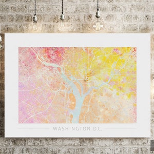 Washington Map - Stadtplan von Washington D.C. - Kunstdruck Aquarell Illustration Wandkunst Wohnkultur Geschenk - Nature Series PRINT