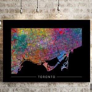 Toronto Map - City Street Map of Toronto Ontario - Art Print Watercolor Illustration Wall Art Home Decor Gift - Sunset Series PRINT