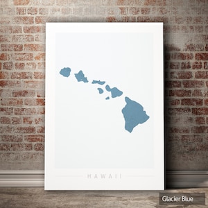 Hawaii Karte - Landkarte von Hawaii - Kunstdruck Aquarell Illustration Wand Kunst Wohnkultur Geschenk - COLOR PRINTS
