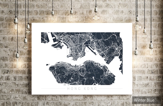 Hong Kong Map City Street Map of Hong Kong Art Print | Etsy