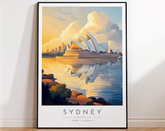Sydney Travel Poster - Australia, Sydney Opera House Travel Print, Home Decor, Print Framed or Canvas