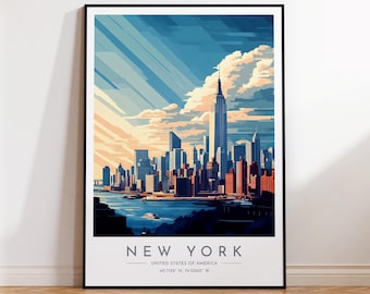 New York Travel Poster - United States, New York Print, Home Decor, Print Framed or Canvas