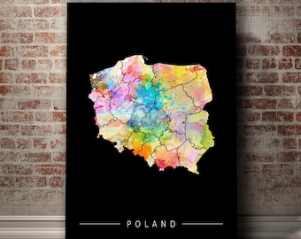 Poland Map - Country Map of Poland - Art Print Watercolor Illustration Wall Art Home Decor Gift - SUNSET SERIES PRINT