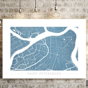 Saint Petersburg Map - City Street Map, Russia - Art Print Watercolor Illustration Wall Art Home Decor Gift - Colour Series PRINT