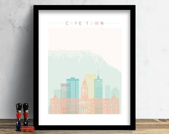 Cape Town Skyline Print, Watercolor Print, South Africa Cityscape, Wall Art, Watercolor Art, City Poster, Cityscape, Home Decor Gift PRINT