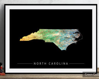 North Carolina Map - State Map of North Carolina - Art Print Watercolor Illustration Wall Art Home Decor Gift - SUNSET PRINT