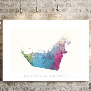 Mapa de los Emiratos Árabes Unidos - Mapa del país - Impresión de arte Ilustración de acuarela Arte de pared Regalo de decoración del hogar - IMPRESIÓN de la serie NATURE