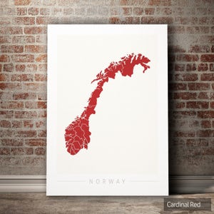 Mapa de Noruega - Mapa del país de Noruega - Impresión de arte Ilustración de acuarela Arte de pared Regalo de decoración del hogar - IMPRESIONES EN COLOR