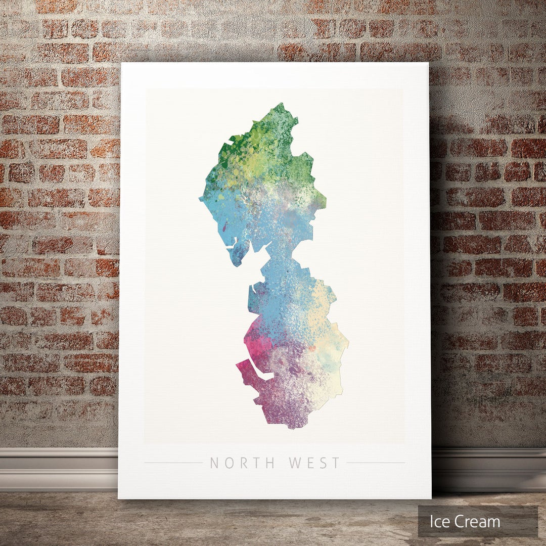 North West Map County Map of North West England Art Print Watercolor ...