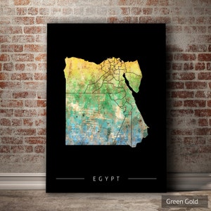 Mapa de Egipto - Mapa del país de Egipto - Impresión de arte Ilustración de acuarela Arte de la pared Regalo de decoración del hogar - IMPRESIÓN DE LA SERIE SUNSET